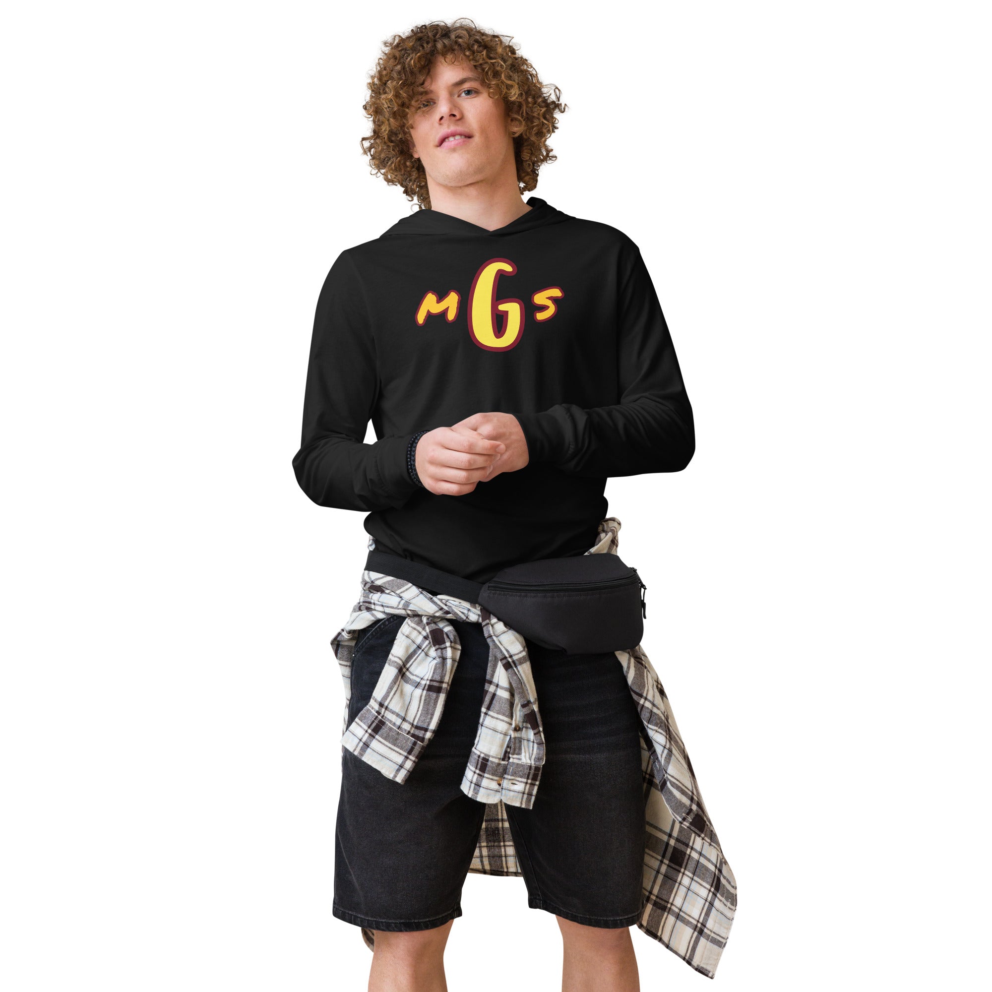 GMS lettering Hooded long-sleeve tee