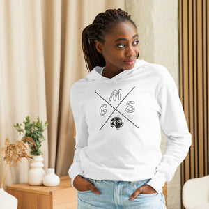 GMS Black and White Cross Hooded long-sleeve tee