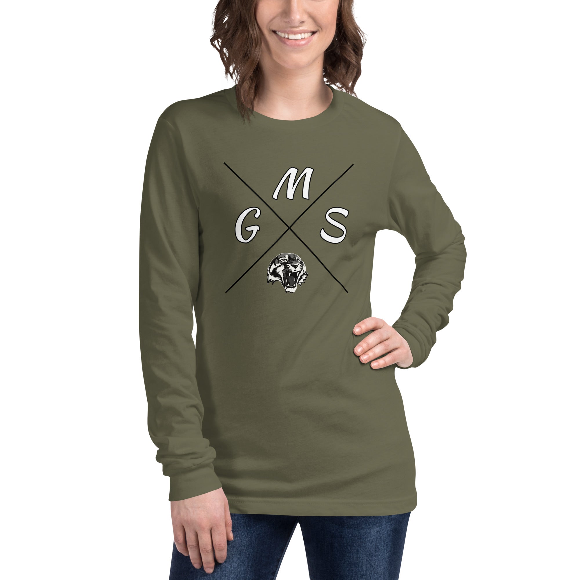 GMS Black and White Cross Unisex Long Sleeve Tee