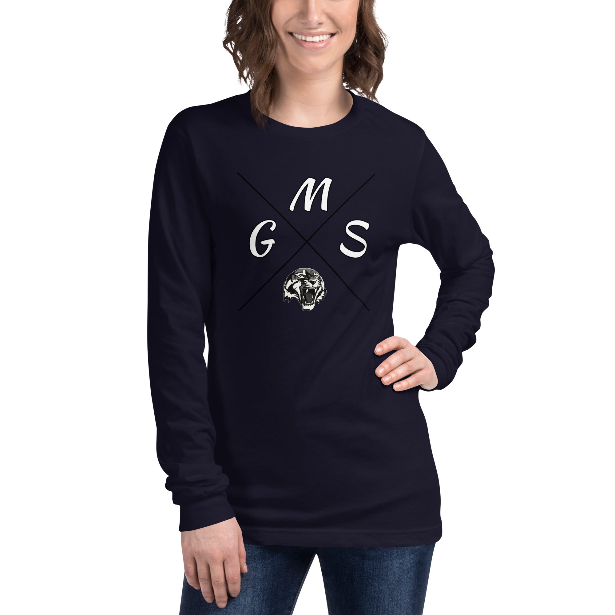 GMS Black and White Cross Unisex Long Sleeve Tee