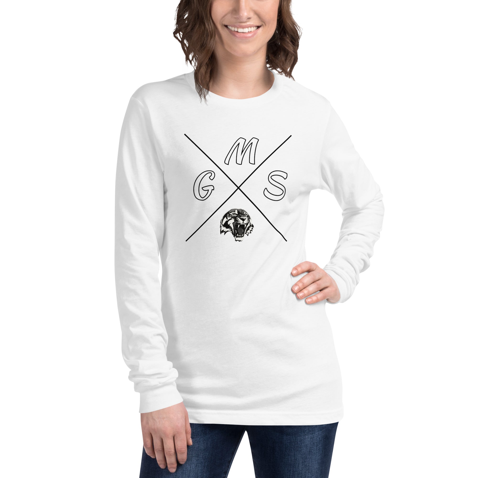 GMS Black and White Cross Unisex Long Sleeve Tee