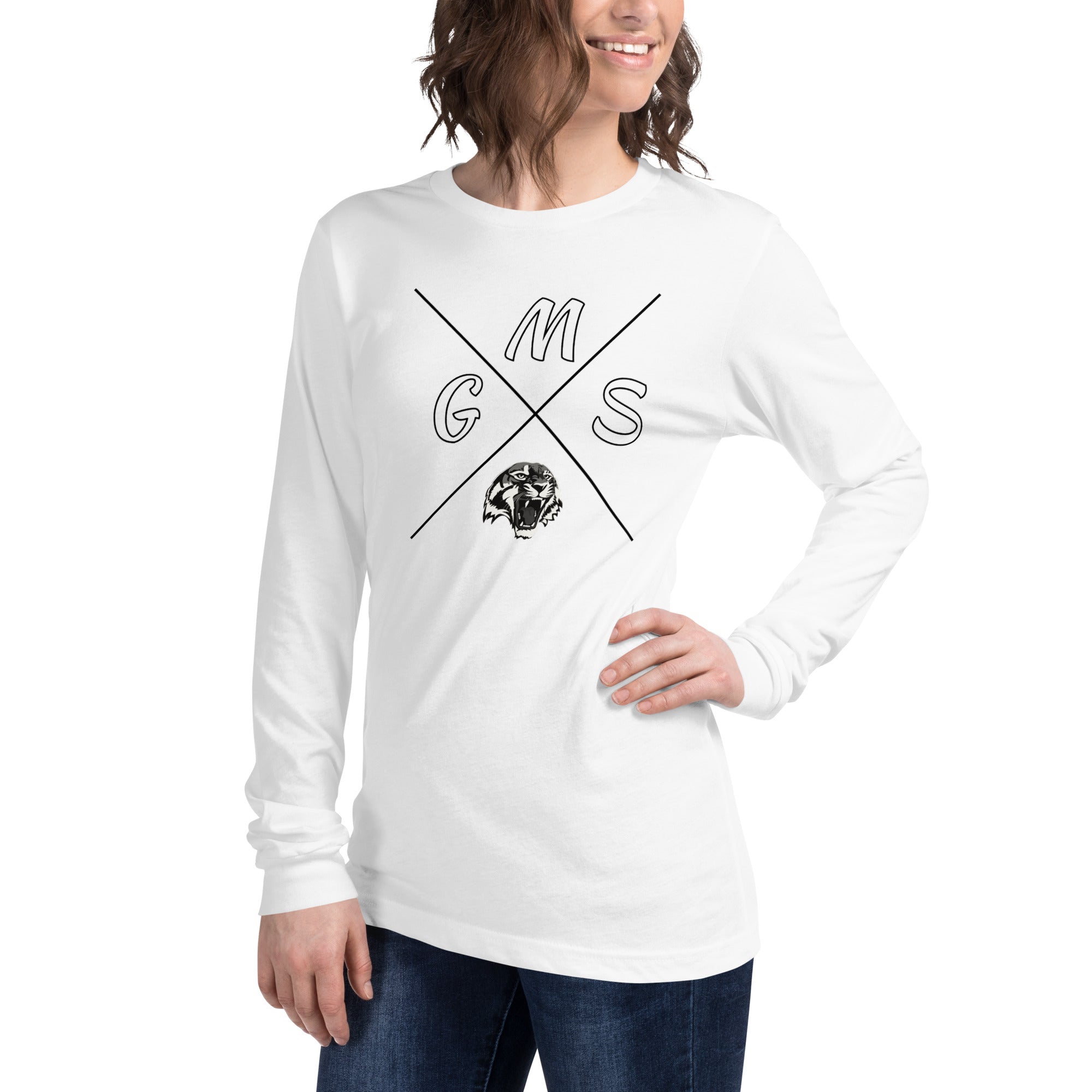 GMS Black and White Cross Unisex Long Sleeve Tee